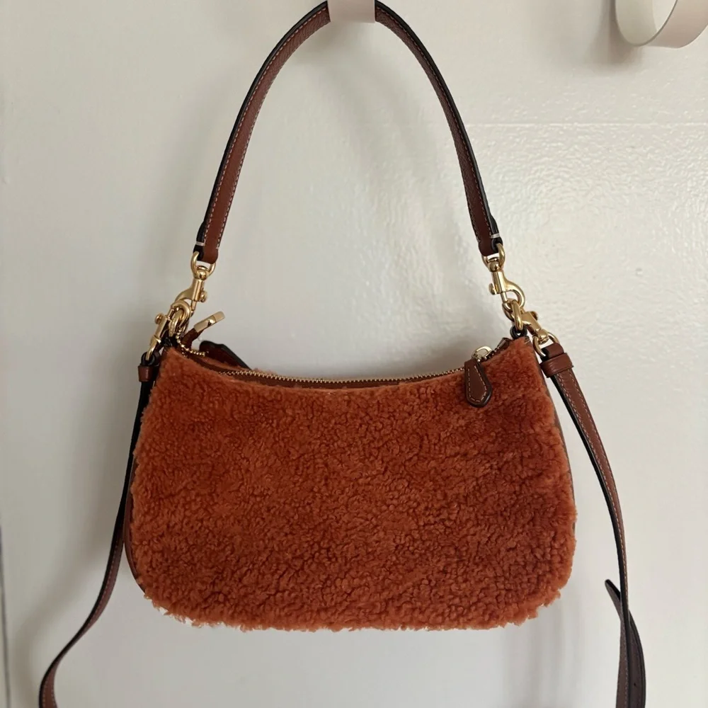 Coach Tan Shearling Shoulder Bag - Picture 4 of 7